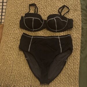 Onia black a white high waist bikini